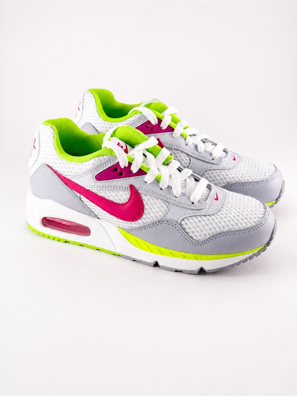 Size 8W/6.5Y- Nike Air Max Fireberry White, Gray, Pink, Neon Green